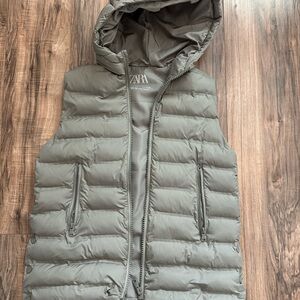 Zara Charcoal Hooded Puffer Vest
